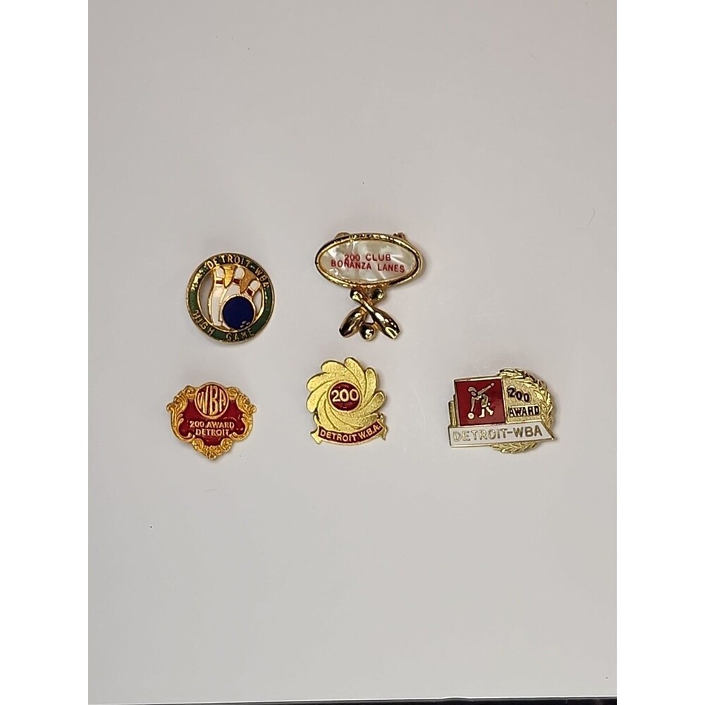 Lot Of 5 Vintage Detroit WBA 200 Club & Bonanaza Lanes Bowling Pins Collectible